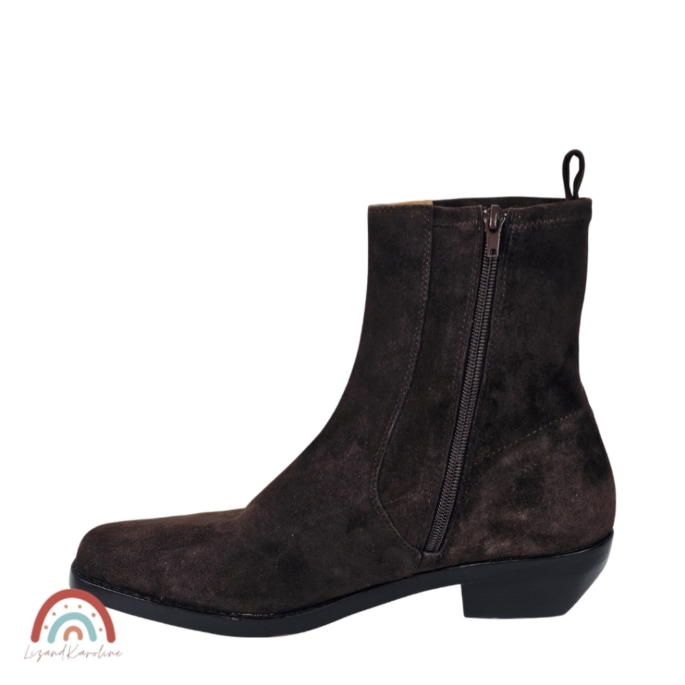 New! Madewell The Idris Ankle Boot in Suede Dark Carob - Picture 7 of 13